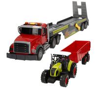 Camión transporte agrícola con luz y sonido 1:14 + tractor y remolque Speed & Go