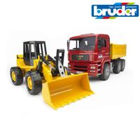 Camión Volquete De Construcción Man TGA Bruder 02752 + Cargadora 1:16