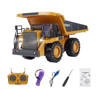Camión volquete de minería de aleación a escala 1/24, vehículo de construcción de 2.4G 9CH con luces y carga de 2.5 kg, resistencia de 40 minutos para aventuras al aire libre/interior, regalo para