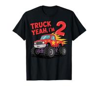 Camión Yeah I'm 2 Birthday Red Monster Truck Camiseta