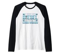 Camionero Corre con cafeína Diesel y Palabras Cuss Conductor de camión Camiseta Manga Raglan