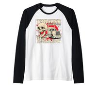Camionero de Lucha contra la Estupidez Funny Skull 18 Wheeler Semi Truck Camiseta Manga Raglan