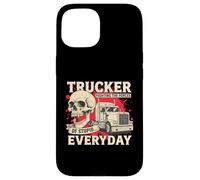 Camionero de Lucha contra la Estupidez Funny Skull 18 Wheeler Semi Truck Carcasa para iPhone 15