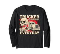 Camionero de Lucha contra la Estupidez Funny Skull 18 Wheeler Semi Truck Manga Larga