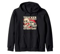 Camionero de Lucha contra la Estupidez Funny Skull 18 Wheeler Semi Truck Sudadera con Capucha