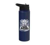 Camionero Jesús Semi Truck God Christian Bible Driver Big Rig Stainless Steel Insulated Water Bottle