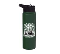 Camionero Jesús Semi Truck God Christian Bible Driver Big Rig Stainless Steel Insulated Water Bottle