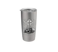 Camionero Jesús Semi Truck God Christian Bible Driver Big Rig Vaso térmico de acero inoxidable de doble pared