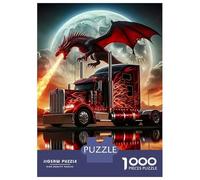 Camiones Set De 1000 Piezas Papel Reciclado Camión Dragon Moon Puzzle Familiar Aficionados A Los Ocio En Casa Entretenimiento Fin De Semana Fácil Almacenar 38x26cm/1000pcs