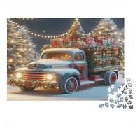 Camioneta Vintage de Navidad Puzzle de 1000 Piezas Papel para Adultos Árboles de Fiesta Invernal Puzzle para Toda la Familia Relajante Decoración Regalo 38x26cm/1000pcs