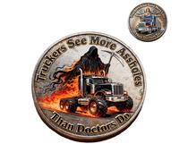 Camionisti Vedi di più/Risparmia di più Moneta commemorativa su entrambi i lati, Tristo Mietitore e Angelo Custode Moneta su entrambi i lati per camionista, Regalo motivazionale (1Pcs)