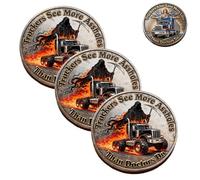Camionisti Vedi di più/Risparmia di più Moneta commemorativa su entrambi i lati, Tristo Mietitore e Angelo Custode Moneta su entrambi i lati per camionista, Regalo motivazionale (3Pcs)