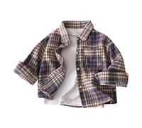 Camisa a Cuadros de Franela de Manga Larga para niños y niñas Camisas con Botones Saco Puertas
