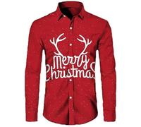 Camisa a cuadros de franela larga cómoda con cuello ancho y estampado navideño, diseño de vaca linda T Shirt 3D, B-blanco., 5X-Large