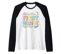 Camisa a cuadros de primer grado divertida de primera escuela para niños y niñas Camiseta Manga Raglan