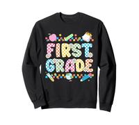 Camisa a cuadros de primer grado divertida de primera escuela para niños y niñas Sudadera