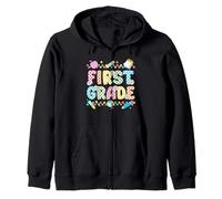 Camisa a cuadros de primer grado divertida de primera escuela para niños y niñas Sudadera con Capucha