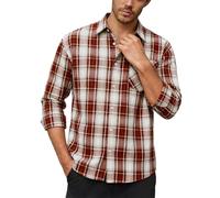Camisa a cuadros Hombre de manga larga Camisa fina con bolsillos Ropa abierta Estilo Casual Alto Ligero y Transpirable Camiseta de Trabajo para Hombre Chaqueta al aire libre, rojo, XL
