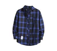 Camisa a cuadros para hombre, color negro y blanco, camisa de manga larga para hombre, de algodón-lino, camisa informal con botones, camisa deportiva para el tiempo libre, camisa holgada para hombre