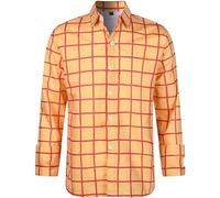 Camisa a cuadros para hombre, manga larga, informal, corte regular, Oktoberfest, camisa informal con algodón, cuello kent, camisas a cuadros, camisas informales para hombre, camisa hawii, naranja, S