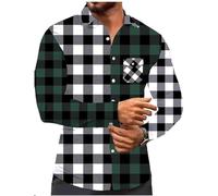 Camisa a cuadros para hombre patchwork camisa de manga larga con botones solapa camisa de playa manga larga multicolor camisa a cuadros camisa moderna casual cómoda camisa de senderismo ligera