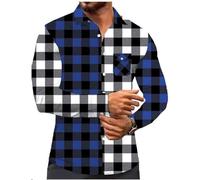 Camisa a cuadros para hombre patchwork camisa de manga larga con botones solapa camisa de playa manga larga multicolor camisa a cuadros camisa moderna casual cómoda camisa de senderismo ligera