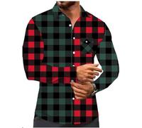 Camisa a cuadros para hombre patchwork camisa de manga larga con botones solapa camisa de playa manga larga multicolor camisa a cuadros camisa moderna casual cómoda camisa de senderismo ligera