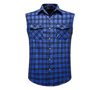Camisa a cuadros para hombre sin mangas - Chaleco de verano ligero a cuadros para hombre, camiseta de tirantes sin mangas, chaleco a cuadros con botones, camisa de trabajo, camisa de playa, camiseta