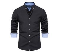 Camisa a cuadros rojo negro para hombre camisa de manga larga moda flores camisa de solapa delgada camisa hombre rhinestone, Negro , XXL