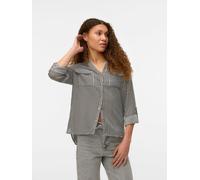 Camisa a rayas, de manga larga Mujer Talla M. Color Beige