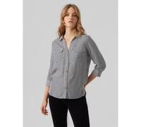 Camisa a rayas, de manga larga Mujer Talla S. Color Negro