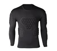 Camisa acolchada - Camiseta negra de manga larga | Camiseta protectora para jóvenes y adultos, Fútbol, Baloncesto, Paintball, Hockey con protector de pecho, costillas, hombros y coderas