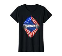 Camisa Americana de Honduras Half USA Bandera Hondureña Raíces Ciudadano Camiseta gráfica económica, Mujer, Negro, M