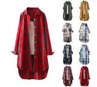 Camisa Anti UV Mujer Manga Larga, Blusas Y Blusas Mujer De Gran Tamaño Blusa De Un Solo Botón Cardigan Mi Largo Chic Top Suelto Ropa Casual Camisa Plaid Cardigan, caqui, S