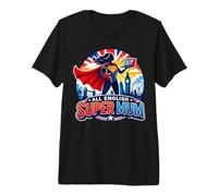 Camisa Azul Inglés Super Mum Superhero Mum UK Brit Camiseta Premium