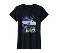 Camisa Bandera El Salvador, El Salvador Mapa, Salvador para Mujeres Camiseta gráfica económica, Mujer, Negro, XL