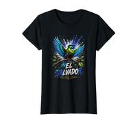 Camisa Bandera El Salvador, El Salvador Mapa, Salvador para Mujeres Camiseta gráfica económica, Mujer, Negro, M