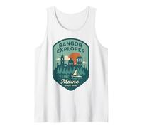 Camisa Bangor Explorer Retro Paisaje Urbano Velero Atardecer Camiseta sin Mangas