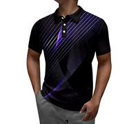 Camisa básica a rayas para hombre, 2026, estampado a rayas, a la moda, impresión digital 3D, solapa de manga corta, blusa Henley para hombre, camiseta de golf 2026, Morado (, M