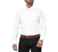 Camisa Basica Lisa de Manga Larga y Corte Recto para Hombre Blanco