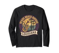 Camisa Beads Brass Bayous de Louisiana Mardi Gras Jazz Band Manga Larga