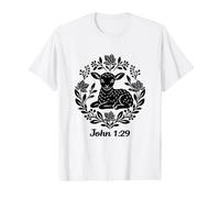Camisa Behold The Lamb John 1:29 con Las Escrituras sobre la fe Cristiana Camiseta gráfica económica