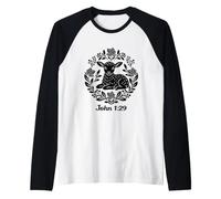 Camisa Behold The Lamb John 1:29 con Las Escrituras sobre la fe Cristiana Camiseta Manga Raglan