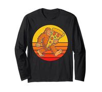 Camisa Bigfoot para amantes de la pizza, Sasquatch con rebanada gigante Manga Larga