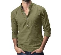 Camisa Blanca Manga Corta Hombre,Baje Manga Baja T Camisas Baggy Solid Pocket Long Men's Tops Men's Blusa