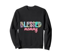 Camisa Blessed Mommy con estampado de leopardo colorido para mamá Sudadera