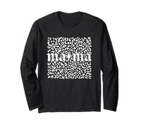 Camisa Bold Mama Lightning Bolt con patrón de leopardo Mom Life Manga Larga