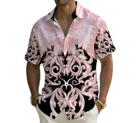Camisa Calaveras Hombre Camisa Hawaiana Vikingo Gotico Manga Corta Botones