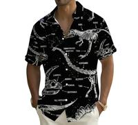 Camisa Calaveras Hombre Camisa Hawaiana Vikingo Gotico Manga Corta Botones
