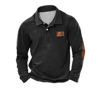 Camisa cálida de invierno para hombre, camisetas térmicas para hombre, a la moda, sueltas, con botones de solapa, camisetas de negocios, para el hogar, interiores y exteriores, Halloween, Negro, XL